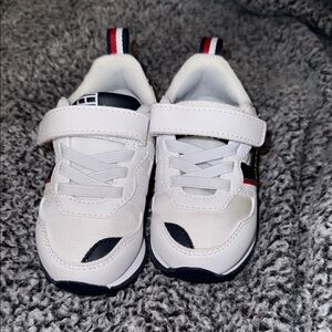 Kids White and Navy Sneakers